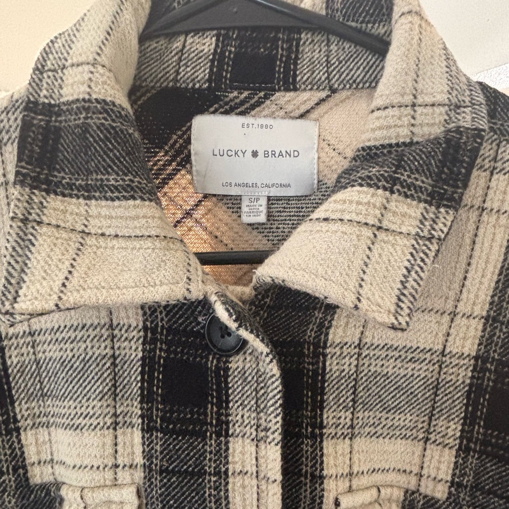 Lucky Brand Black and Cream Checkered Jacket